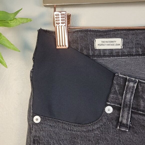 Madewell Straight Leg Maternity Jeans Perfect Vintage Side Panel Black Size 25 - Picture 4 of 13